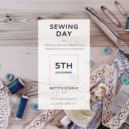 Sewing day event Announcement Instagram Design Template