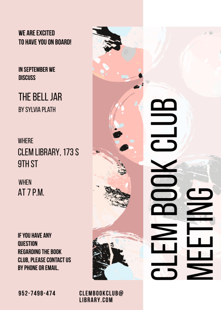 Plantilla de diseño de Book Club Meeting Announcement Invitation 
