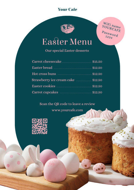 Festive Meals Offer with Easter Cakes Menu Modelo de Design