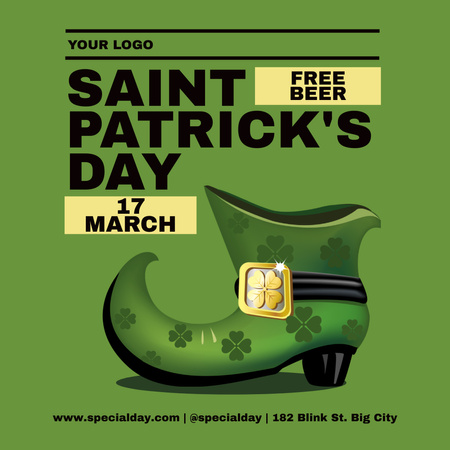 St. Patrick's Day Free Beer Party Instagram Design Template