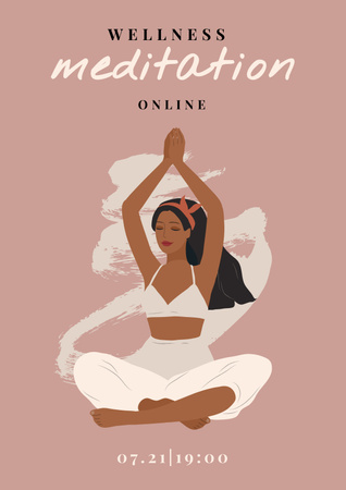 Online Meditation Announcement Poster Design Template