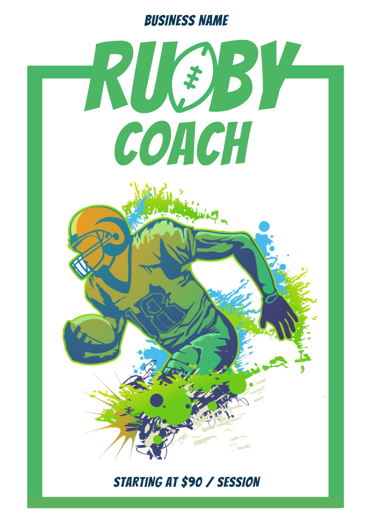 Rugby Coaching Courses Poster – шаблон для дизайна