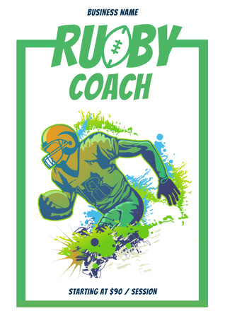 Plantilla de diseño de Cursos de Entrenamiento de Rugby Poster 