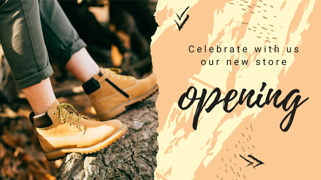 New Store Opening Announcement with Hiking Boots FB event cover – шаблон для дизайна