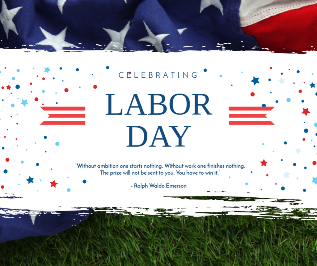 USA Labor Day celebration with flag Facebook Πρότυπο σχεδίασης