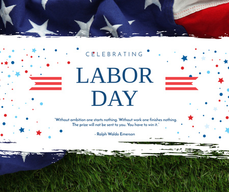 USA Labor Day celebration with flag Facebook Šablona návrhu