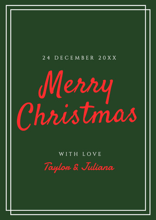 Minimalistic Christmas Holiday Greeting With Frame In Green Postcard 5x7in Vertical Design Template