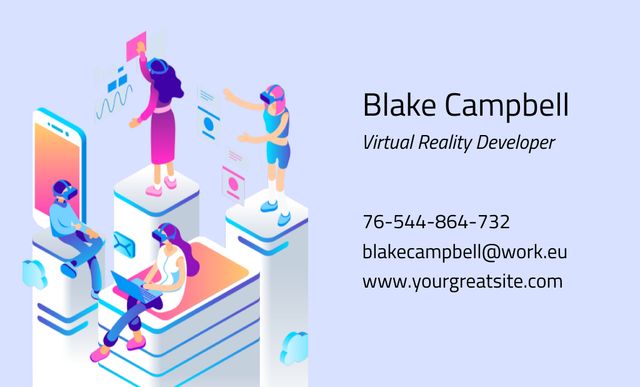 Designvorlage Virtual Reality Developer Ad für Business Card 91x55mm