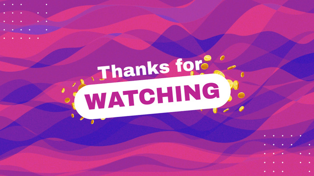 Thanks for Watching with Bright Waves YouTube outroデザインテンプレート