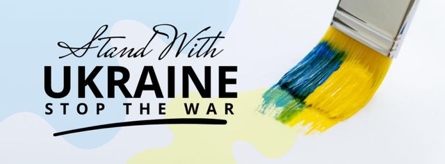 Blue and yellow paint colors of Ukraine Facebook cover Design Template