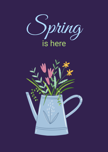 Template di design Blooming Bouquet In Watering Can Postcard 5x7in Vertical