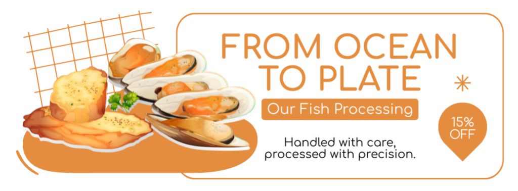 Offer of Tasty and Gourmet Seafood Facebook cover – шаблон для дизайну