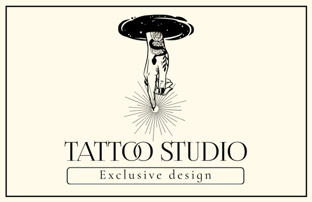 Modèle de visuel Exclusive Design Tattoos In Studio Offer - Business Card 85x55mm