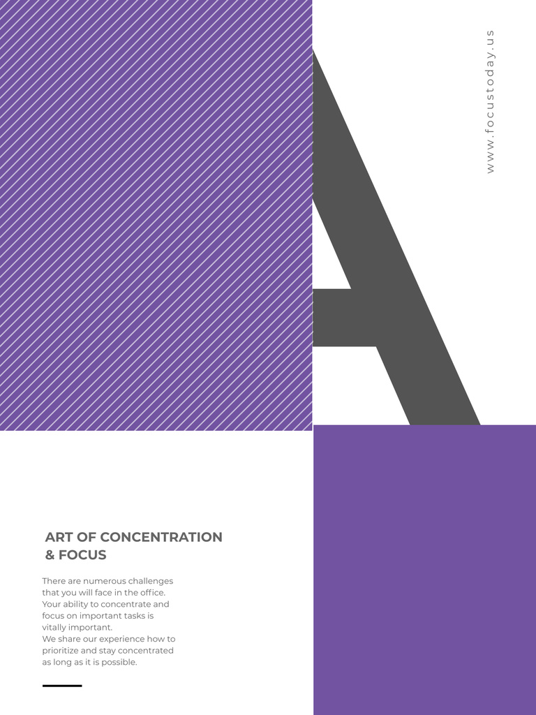 Art of Concentration And Focusing Phrases on Purple and White Poster USデザインテンプレート