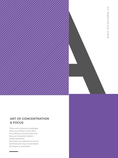 Art of Concentration And Focusing Phrases on Purple and White Poster US Design Template