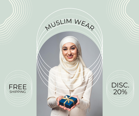 Muslim Wear Offer on Light Blue Facebook Design Template