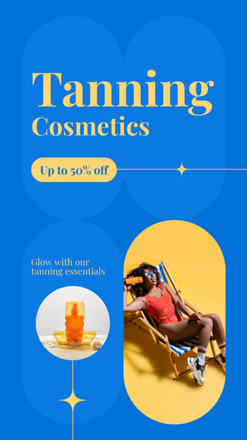 Template di design Announcement of Price Reduction for Tanning Cosmetics Instagram Story