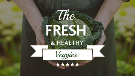 Platilla de diseño Healthy Food Farmer Holding Green Cabbage Title