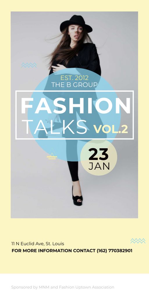 Fashion talks announcement with Stylish Woman Graphic tervezősablon