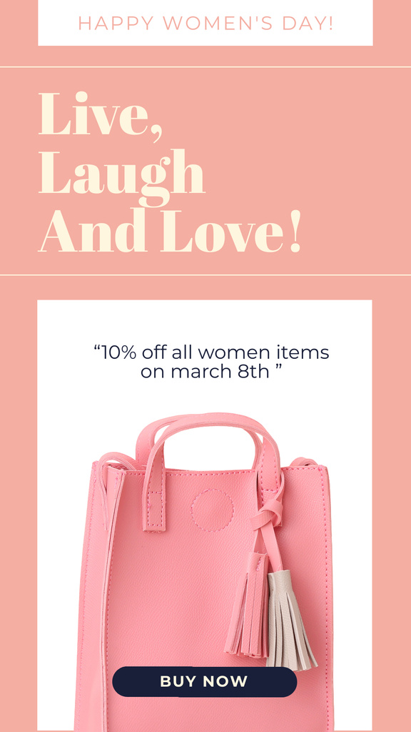 Discount Offer on Women's Day with Stylish Bag Instagram Story Design Template