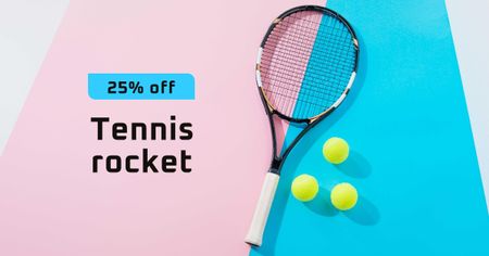 Tennis Racket Discount Sale Offer Facebook AD Design Template