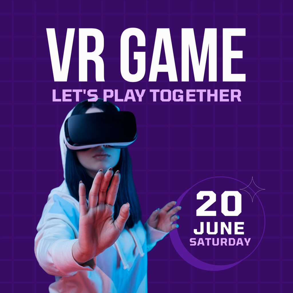 Virtual Reality Gaming Event Announcement On Saturday Instagram Design Template