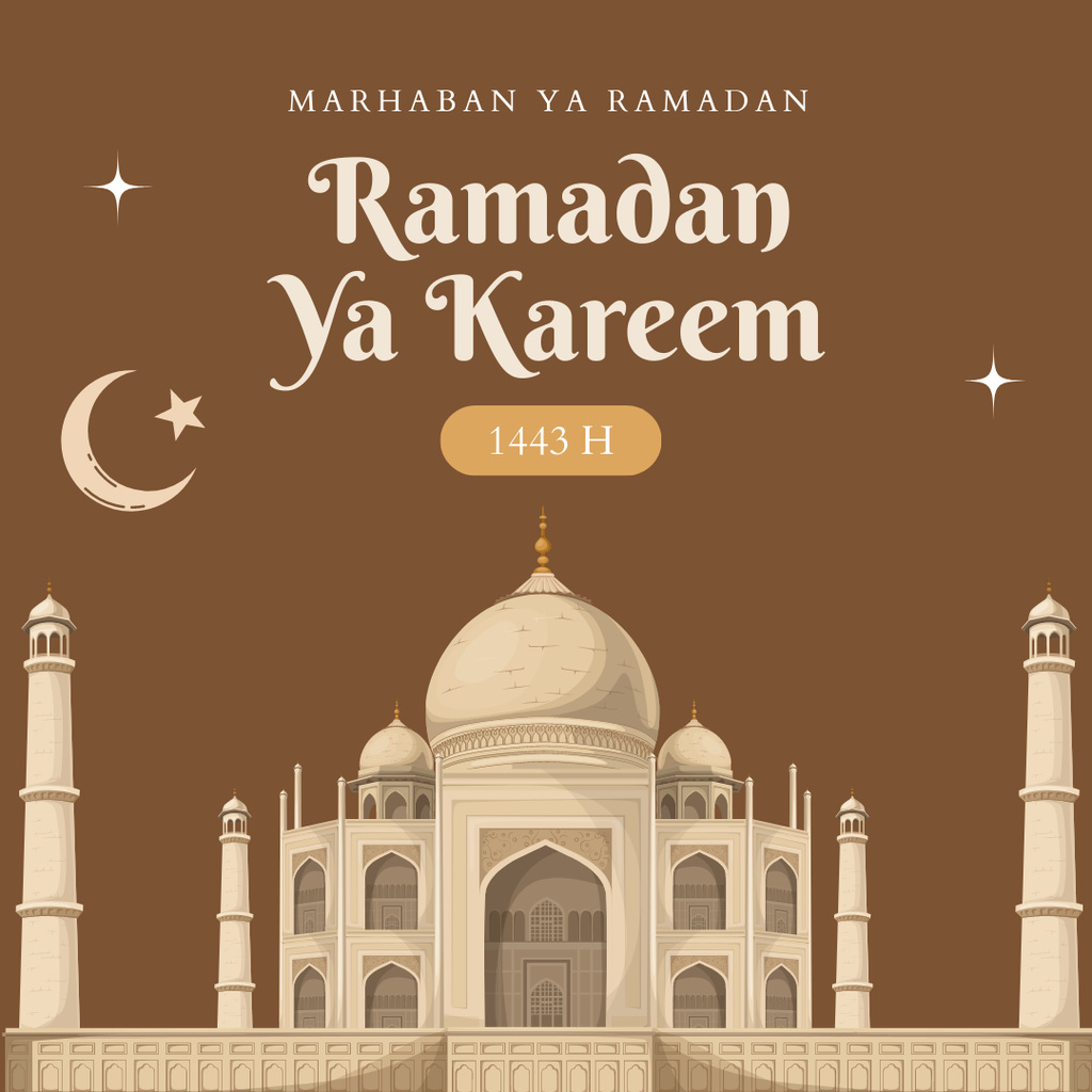 Brown Greeting on Ramadan with Mosque Instagram – шаблон для дизайну