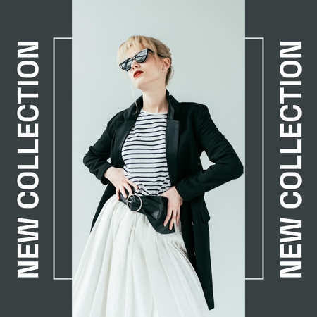 Designvorlage New Women's Collection Photo On Grey Background für Instagram