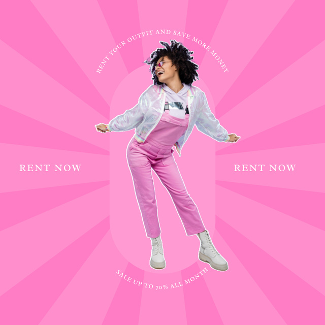 Designvorlage Rental clothes services pink für Instagram
