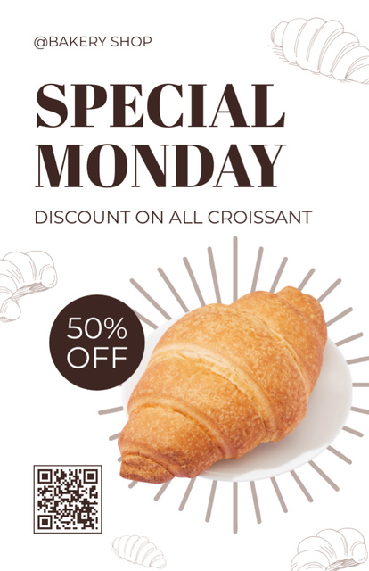 Special Monday Discount for Croissants Recipe Card tervezősablon