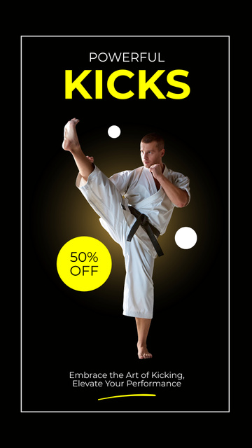 Karate Club Ad with Fighter in Action Instagram Story Šablona návrhu