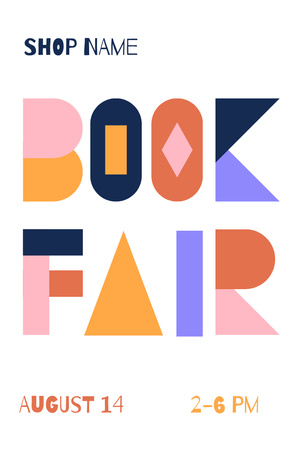 Bright Book Fair Announcement Invitation 4.6x7.2in Design Template