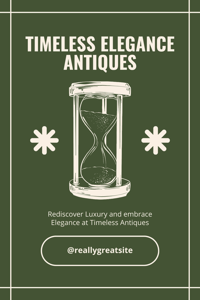 Ontwerpsjabloon van Pinterest van Elegant Hourglass Promotion In Antique Store In Green