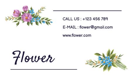 Elite Flowers from Boutique Business Card 91x55mm Design Template
