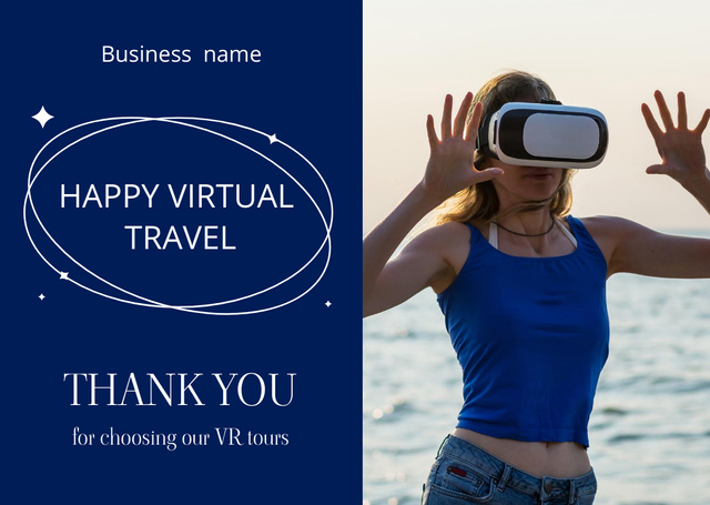 Happy Virtual Travel Card Design Template