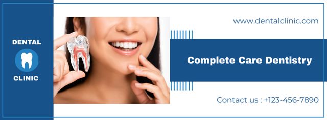 Dental Services Ad with Shiny Smile Facebook cover Modelo de Design