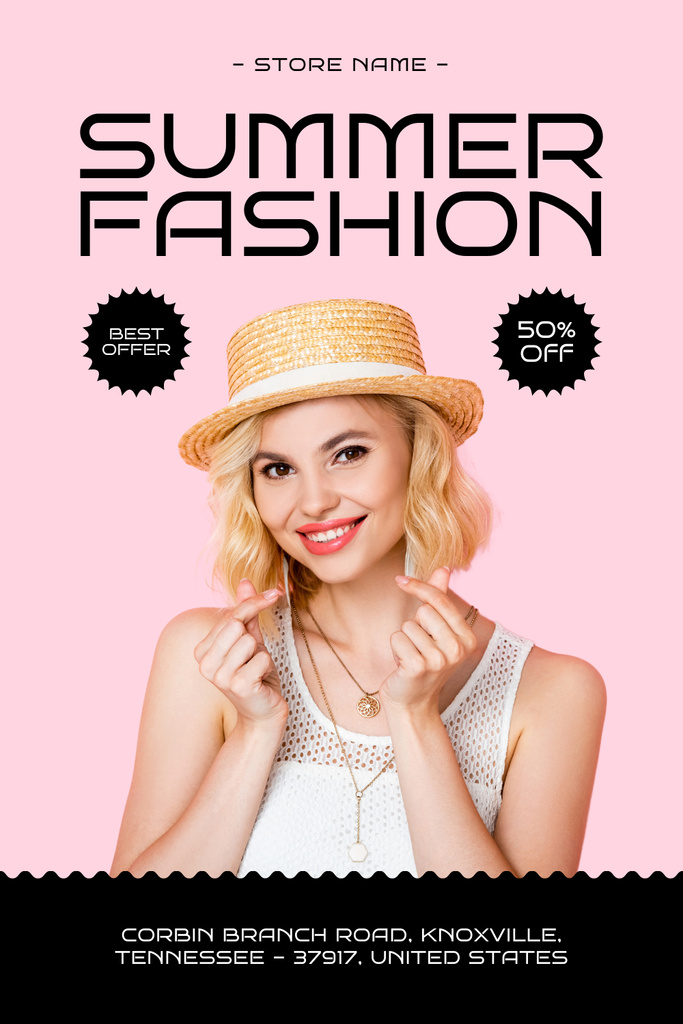 Summer Fashion and Accessories for Women Pinterest tervezősablon