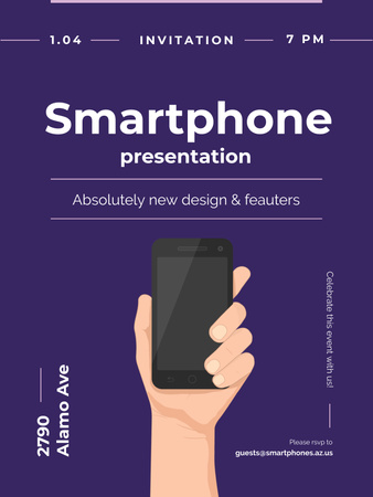 Plantilla de diseño de Smartphone Review hand holding Phone Poster US 