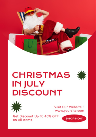 Christmas Discount in July with Merry Santa Flyer A7 Šablona návrhu