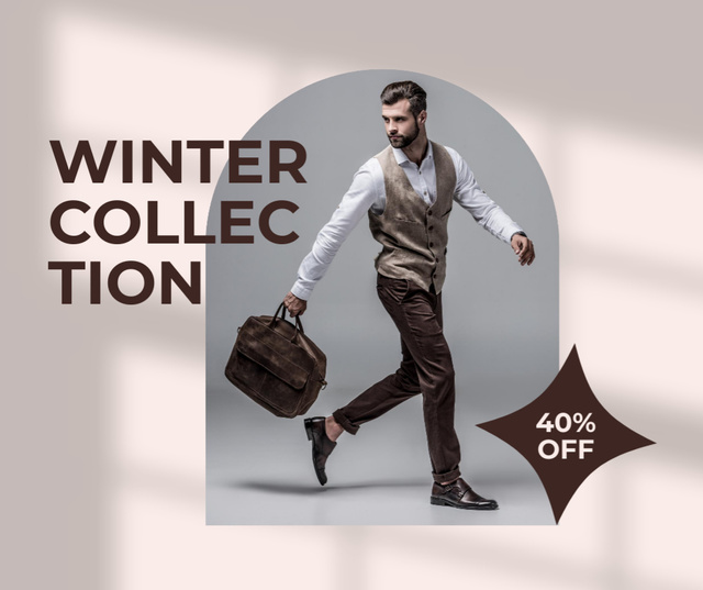 Winter Collection of Men's Stylish Outfit Facebook Πρότυπο σχεδίασης