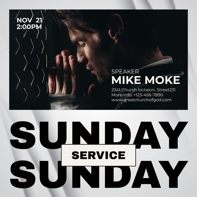 Designvorlage Sunday Service in Church with Musician für Instagram