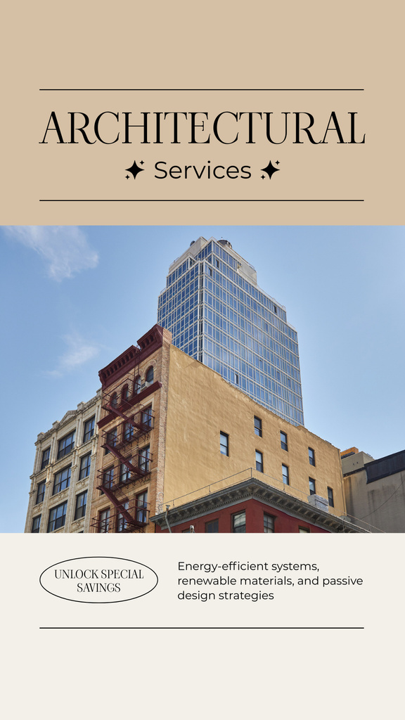 Architectural Services Ad with Building in City Instagram Story Design Template