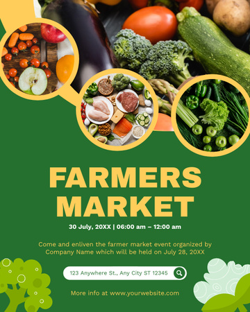 Designvorlage Verkauf von frischem Gemüse und Obst auf dem Big Farmers Market für Instagram Post Vertical