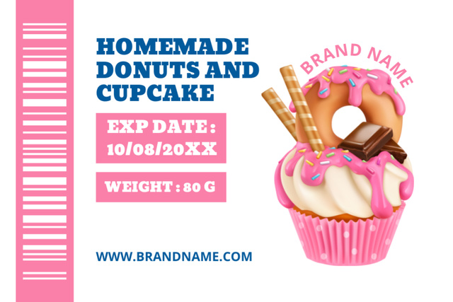 Homemade Donuts and Cupcakes Label Tasarım Şablonu
