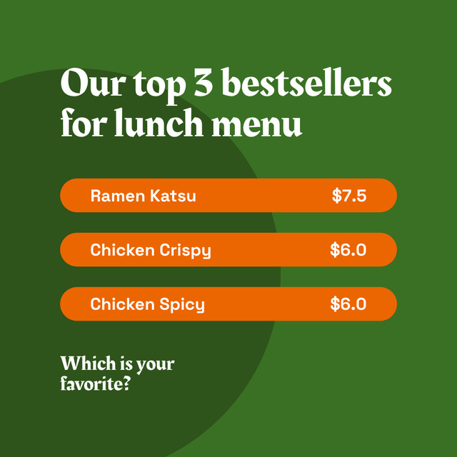 Best Sellers for Lunch Menu Instagram Πρότυπο σχεδίασης