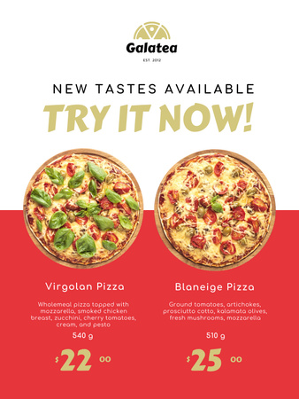 Italian Restaurant Promotion with Pizza Offer Poster US Modelo de Design