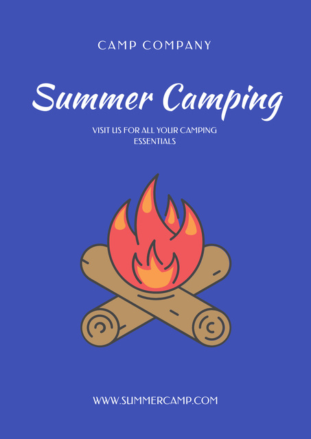 Family Summer Camping Poster Design Template