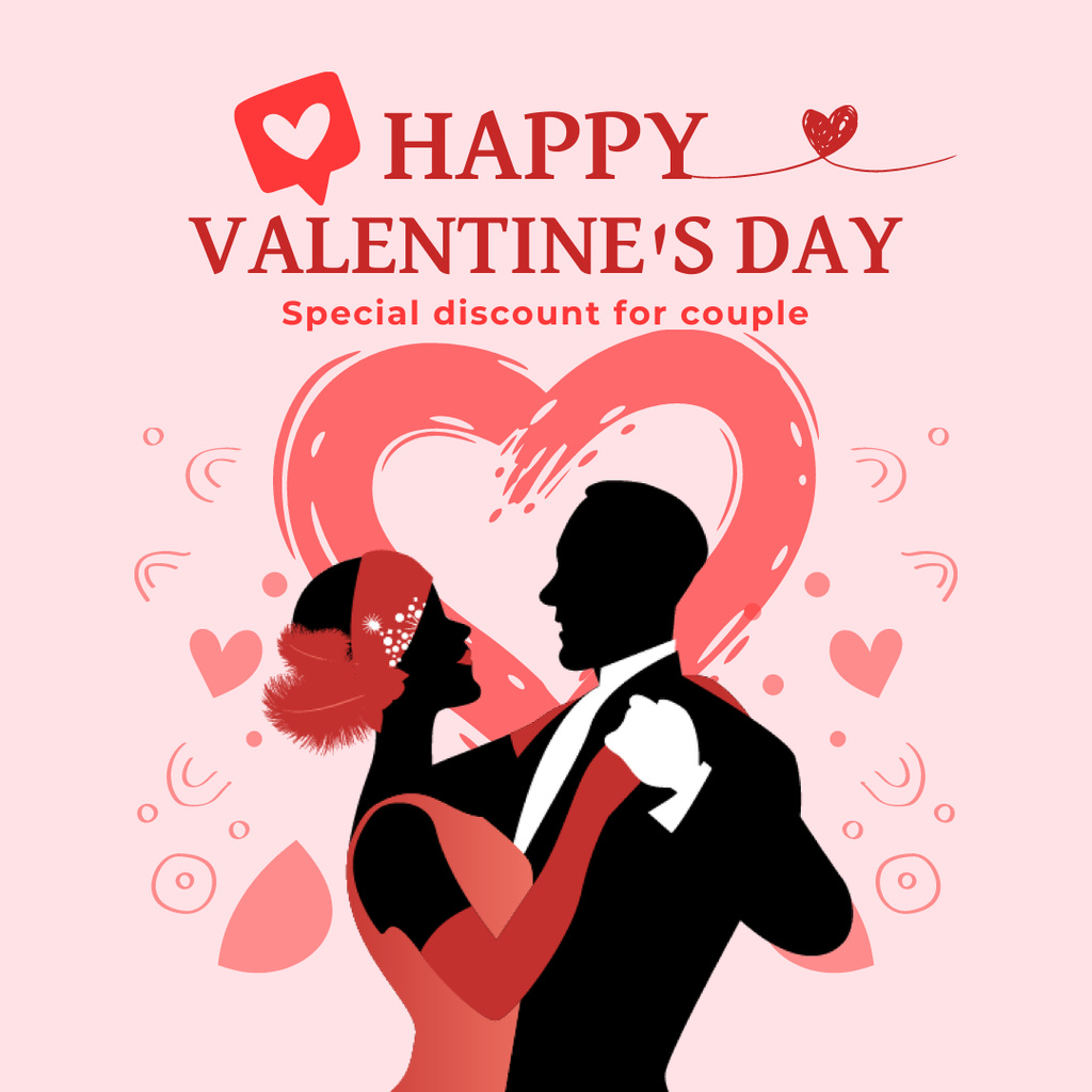 Special Discount for Couples on Valentine's Day Instagram ADデザインテンプレート