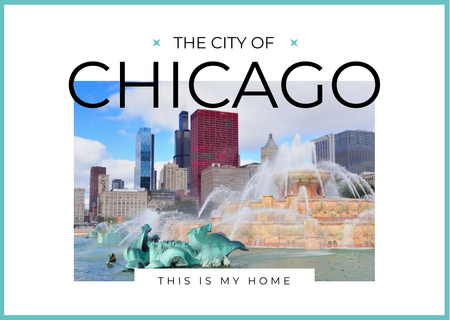 Chicago city view Postcard Design Template