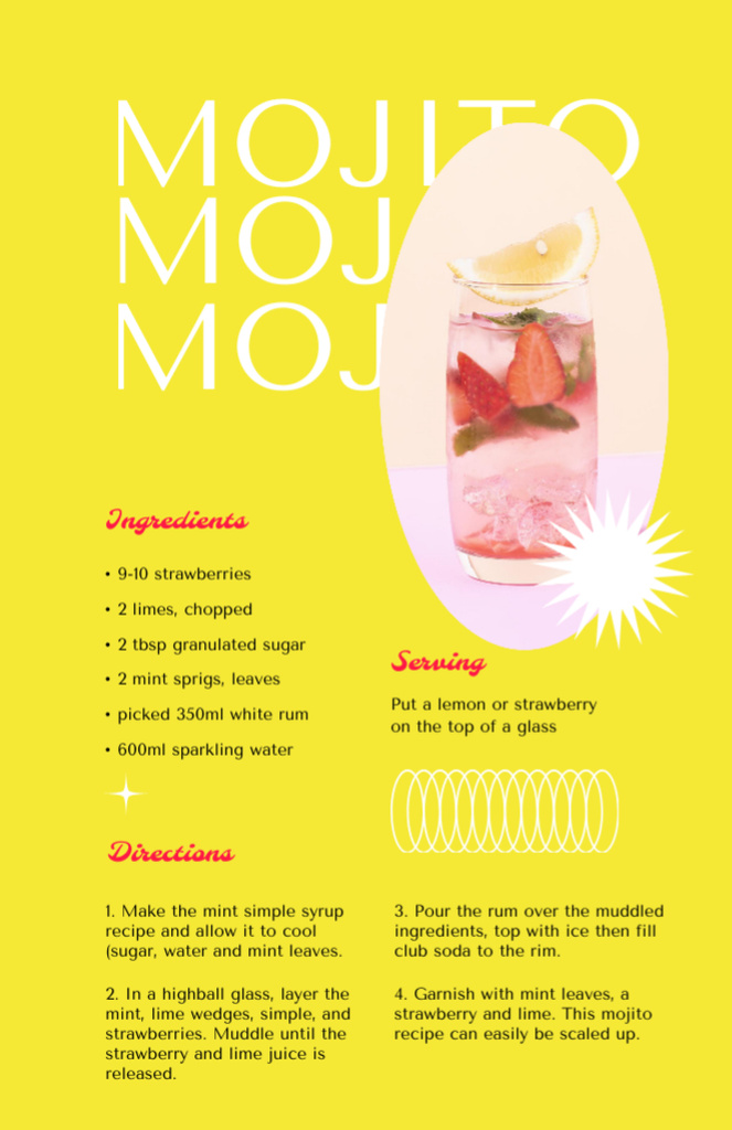 Delicious Fruits Mojito Beverage Recipe Card Design Template